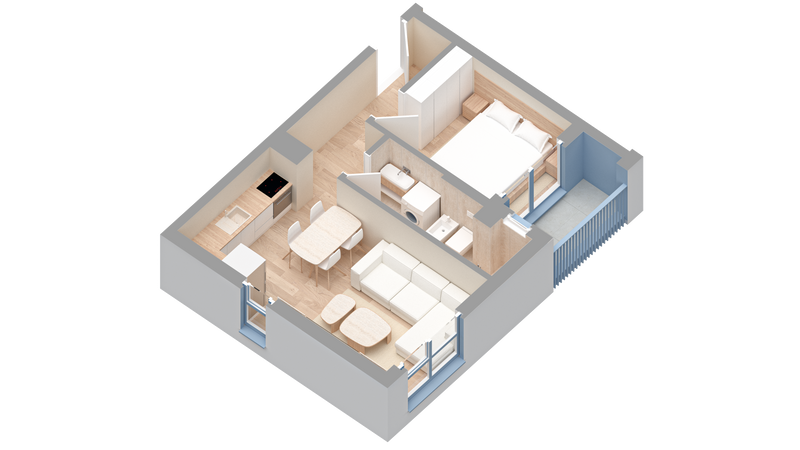 Apartament 1+1 | 0212 | Rezidenca Oxa | Linze