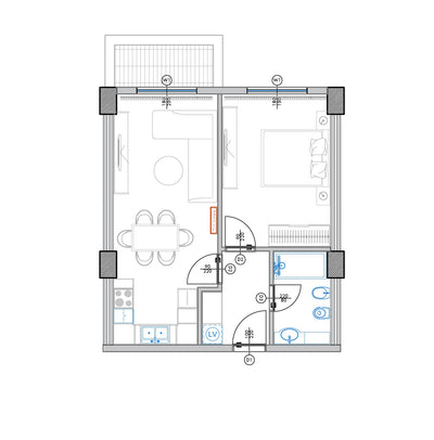 Apartament 1+1 | B4-409 | Palm Paradise | Qerret, Durrës