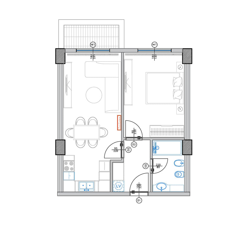 Apartament 1+1 | B4-105 | Palm Paradise | Qerret, Durrës