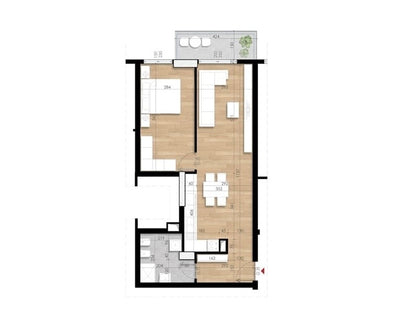 Apartament 1+1 | H92 | Kompleksi Turdiu | Ish Fusha e Aviacionit
