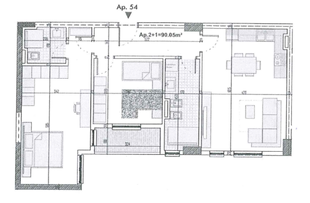 Apartament 2+1 | 54-1-C | Ringside Residence - Paskuqan