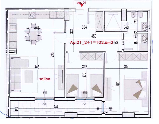 Apartament 2+1 | A-1 | FAEA EVER - Paskuqan