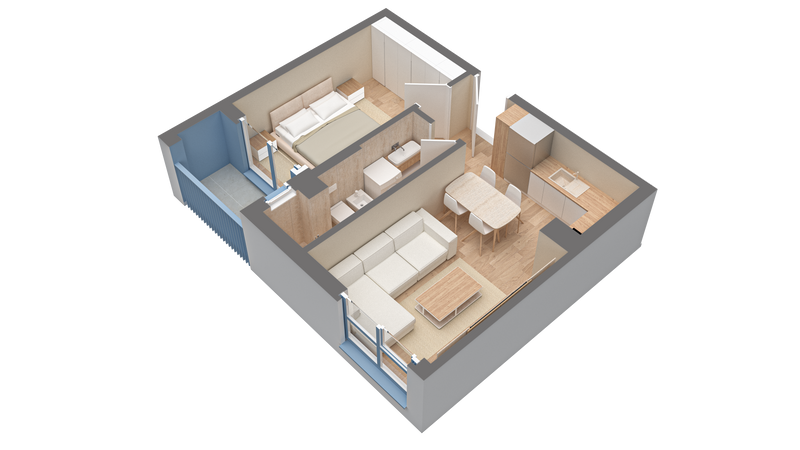 Apartamet 1+1 | 0211 | Rezidenca Oxa | Linze