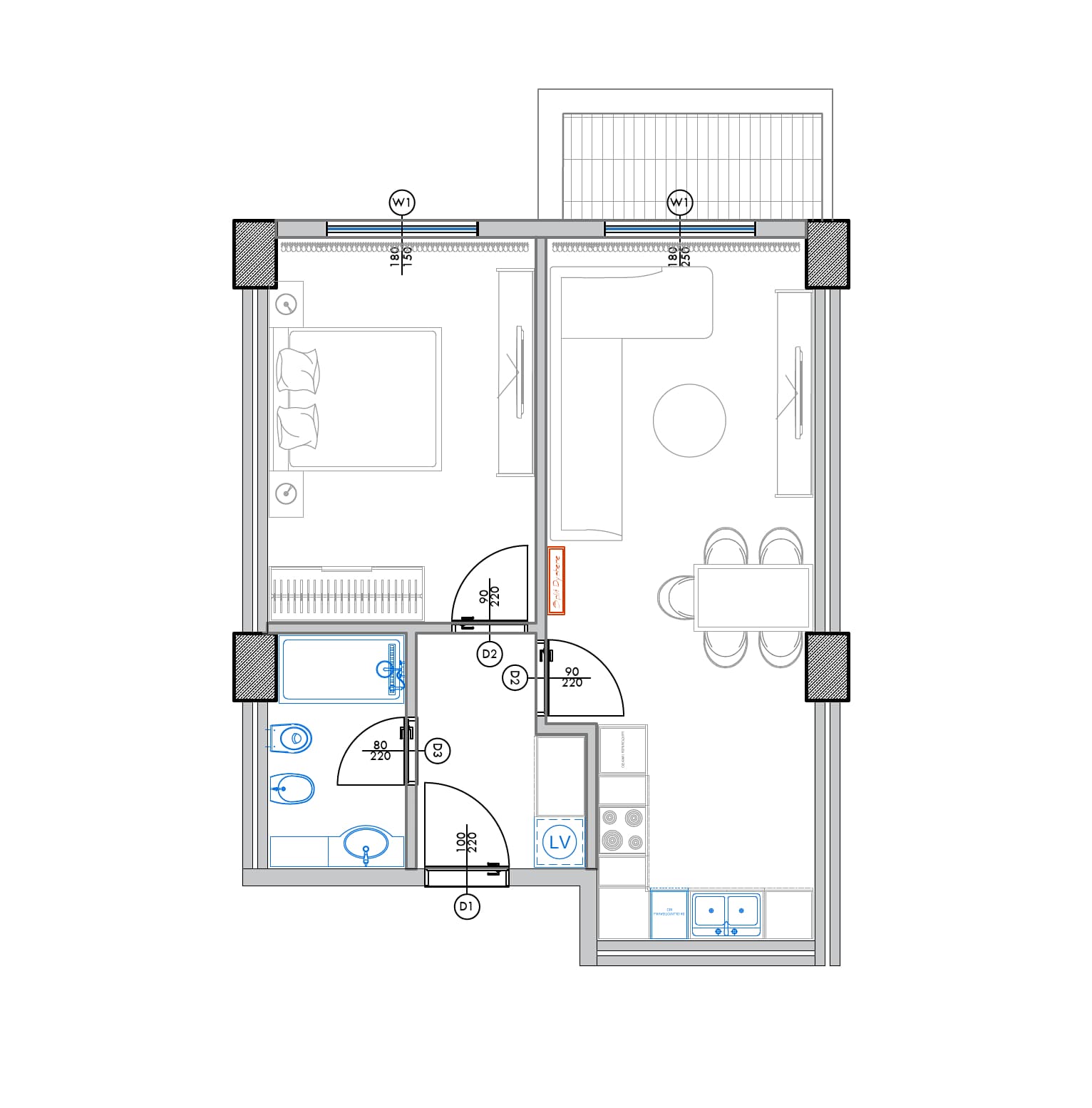 Apartament 1+1 | B3-404 | Palm Paradise | Qerret, Durrës
