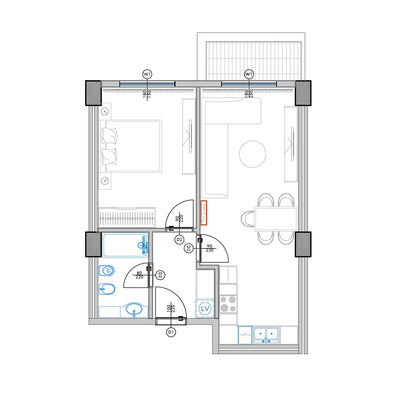 Apartament 1+1 | B4-104 | Palm Paradise | Qerret, Durrës
