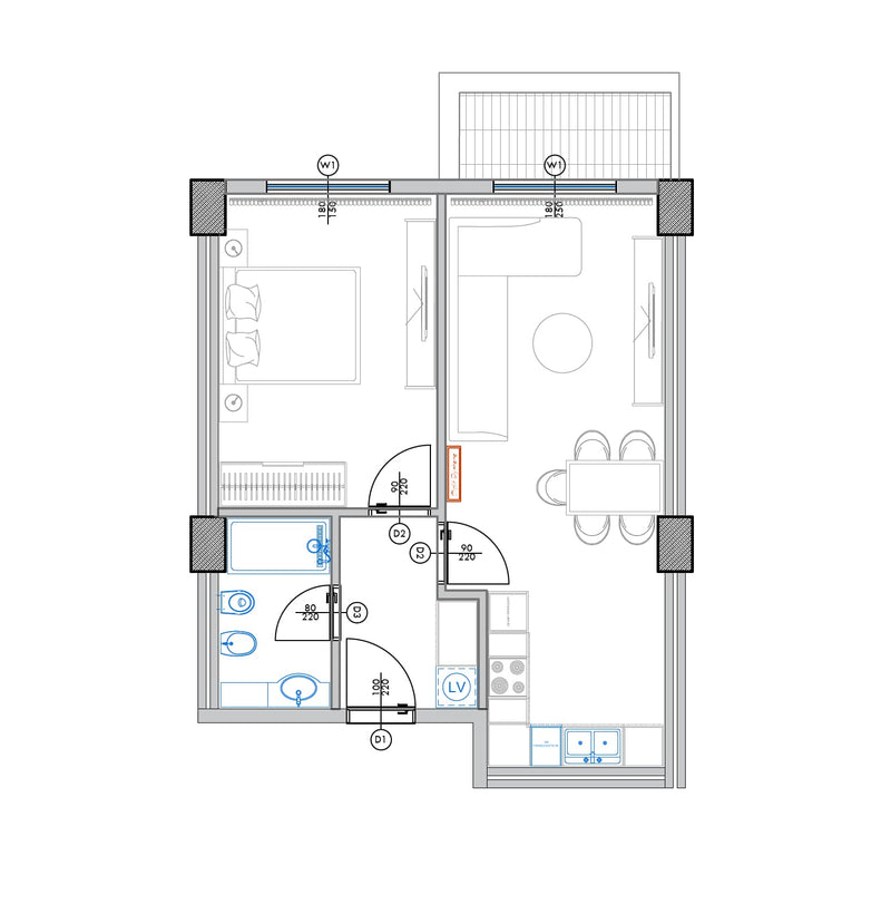 Apartament 1+1 | B4-204 | Palm Paradise | Qerret, Durrës