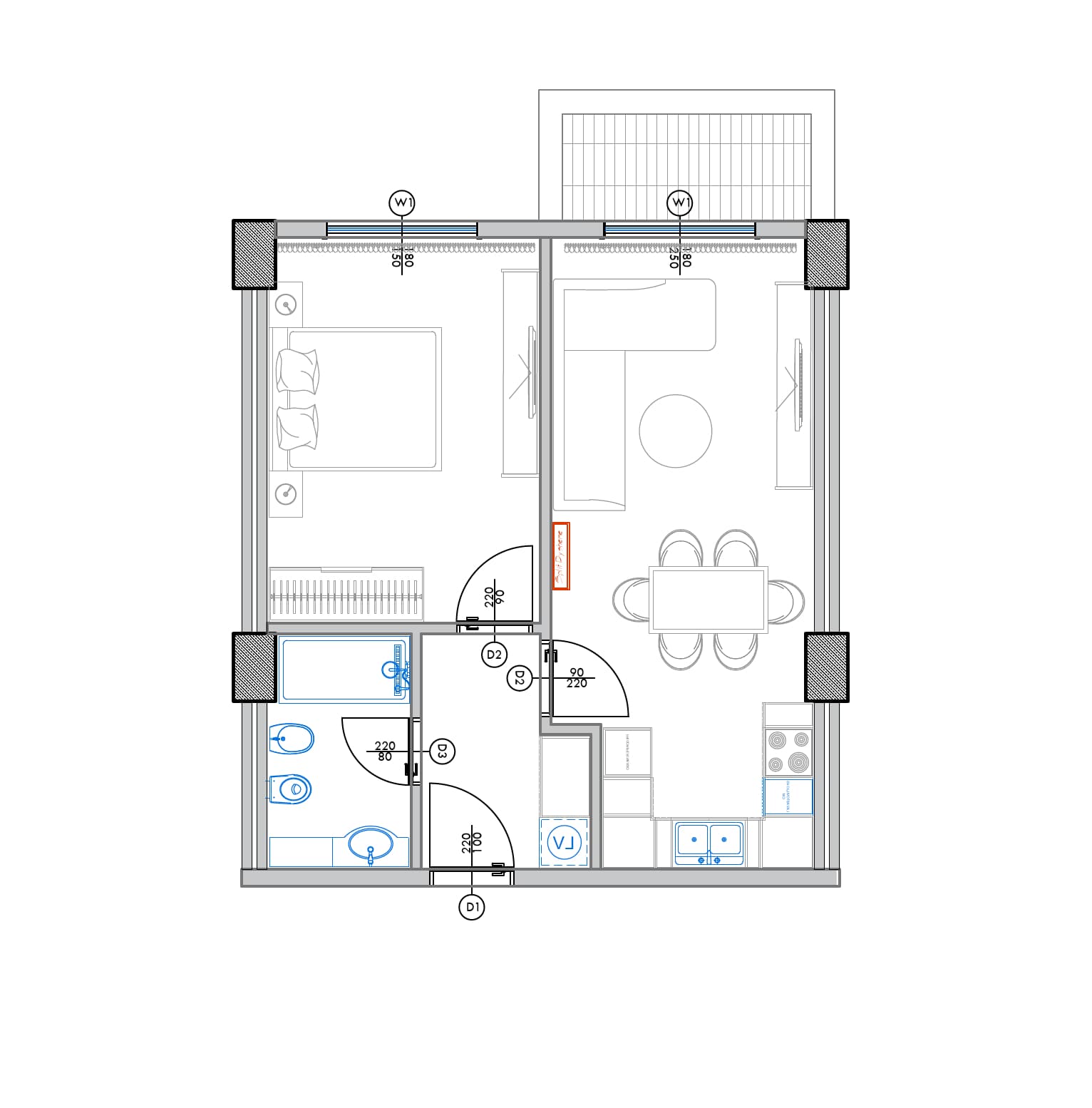 Apartament 1+1 | B3-107 | Palm Paradise | Qerret, Durrës