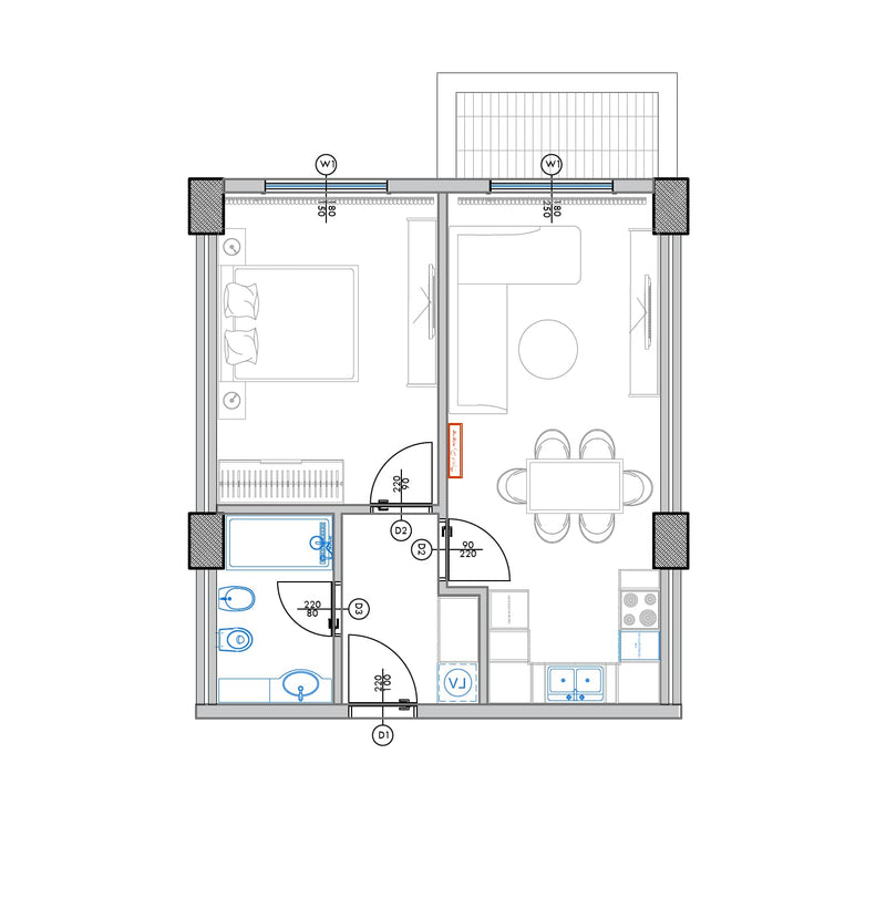 Apartament 1+1 | B3-105 | Palm Paradise | Qerret, Durrës