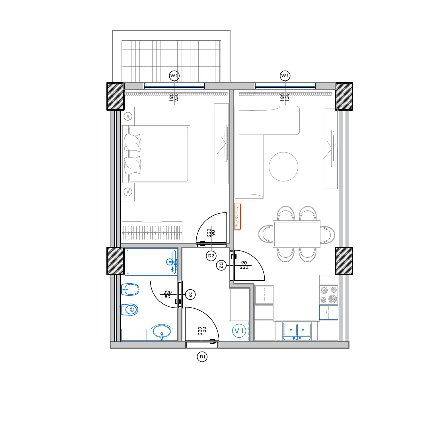 Apartament 1+1 | B4-407 | Palm Paradise | Qerret, Durrës