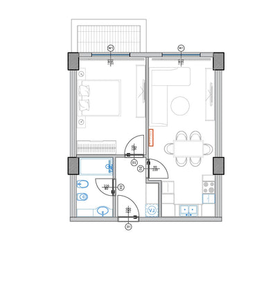 Apartament 1+1 | B4-407 | Palm Paradise | Qerret, Durrës